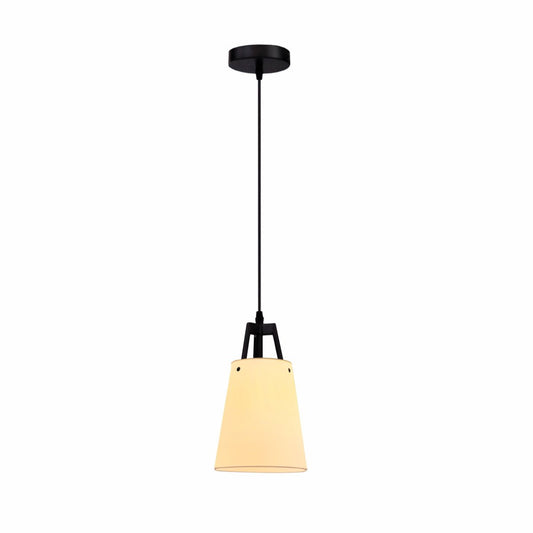 Main image of Off White Frustum Fabric Shade Pendant Ceiling Light with E14 Fitting | TEKLED 159-17555