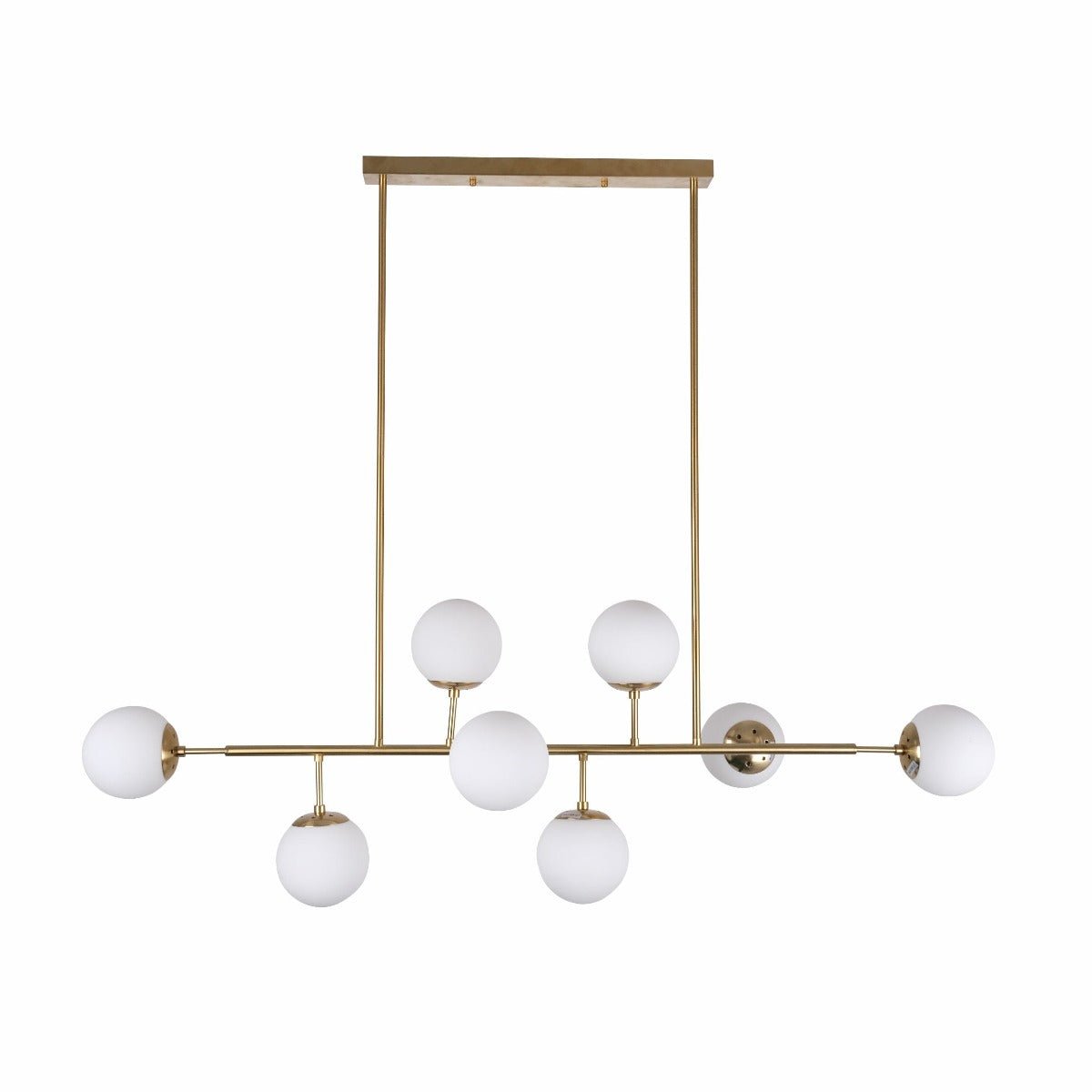 Main image of Opal Globe Glass Gold Body Island Chandelier Light with 8xE27 Fittings | TEKLED 159-17470