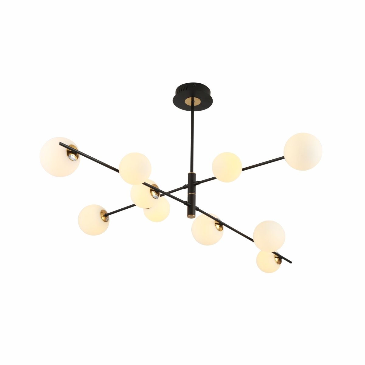 Main image of White Globe Glass Black Rod Body Ceiling Light Modern Sputnik Tiered Nordic Kitchen Island Chandelier with 10xG9 Fitting | TEKLED 159-17544