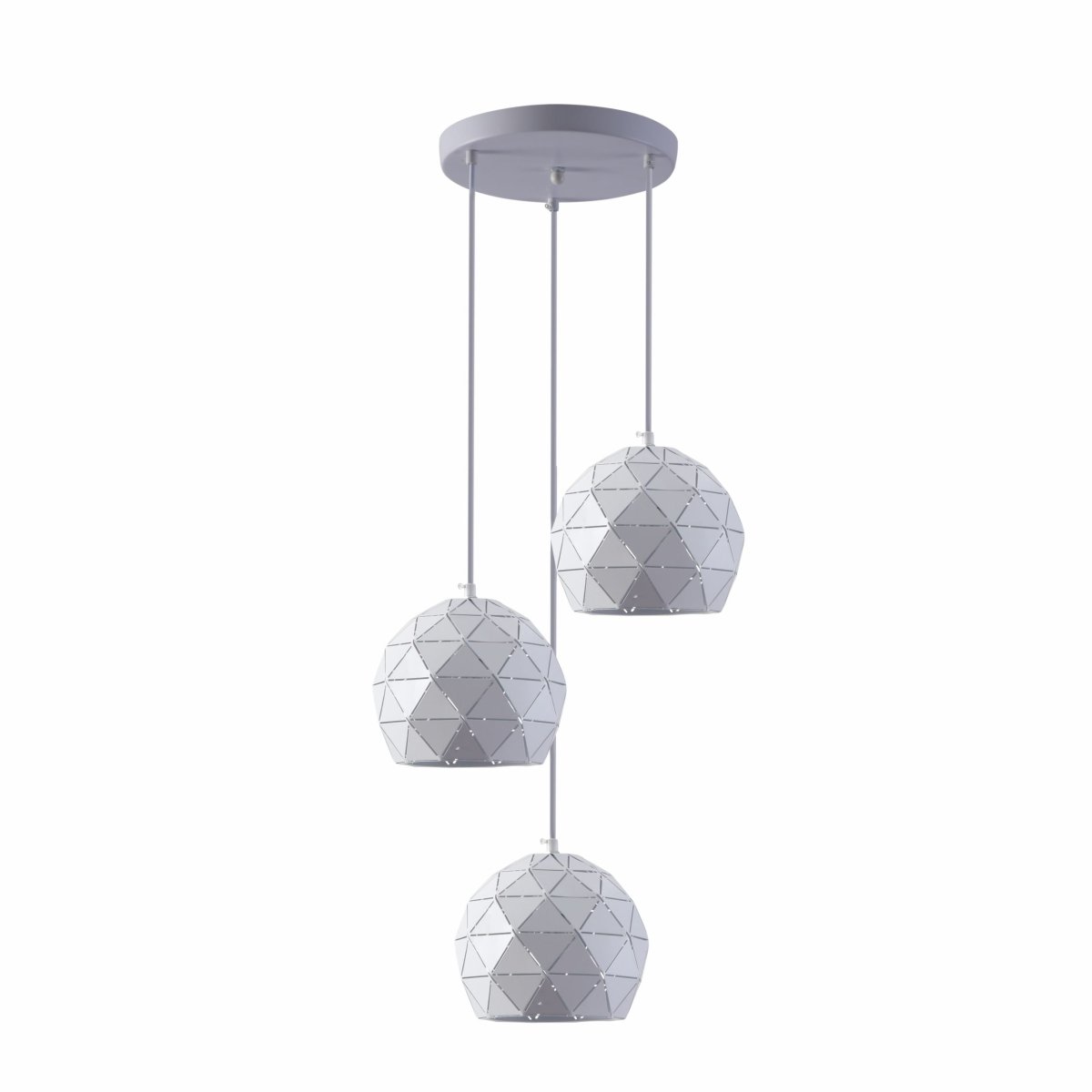 Main image of White Metal Laser Cut Globe Pendant Light with 3xE27 Fitting | TEKLED 150-18258