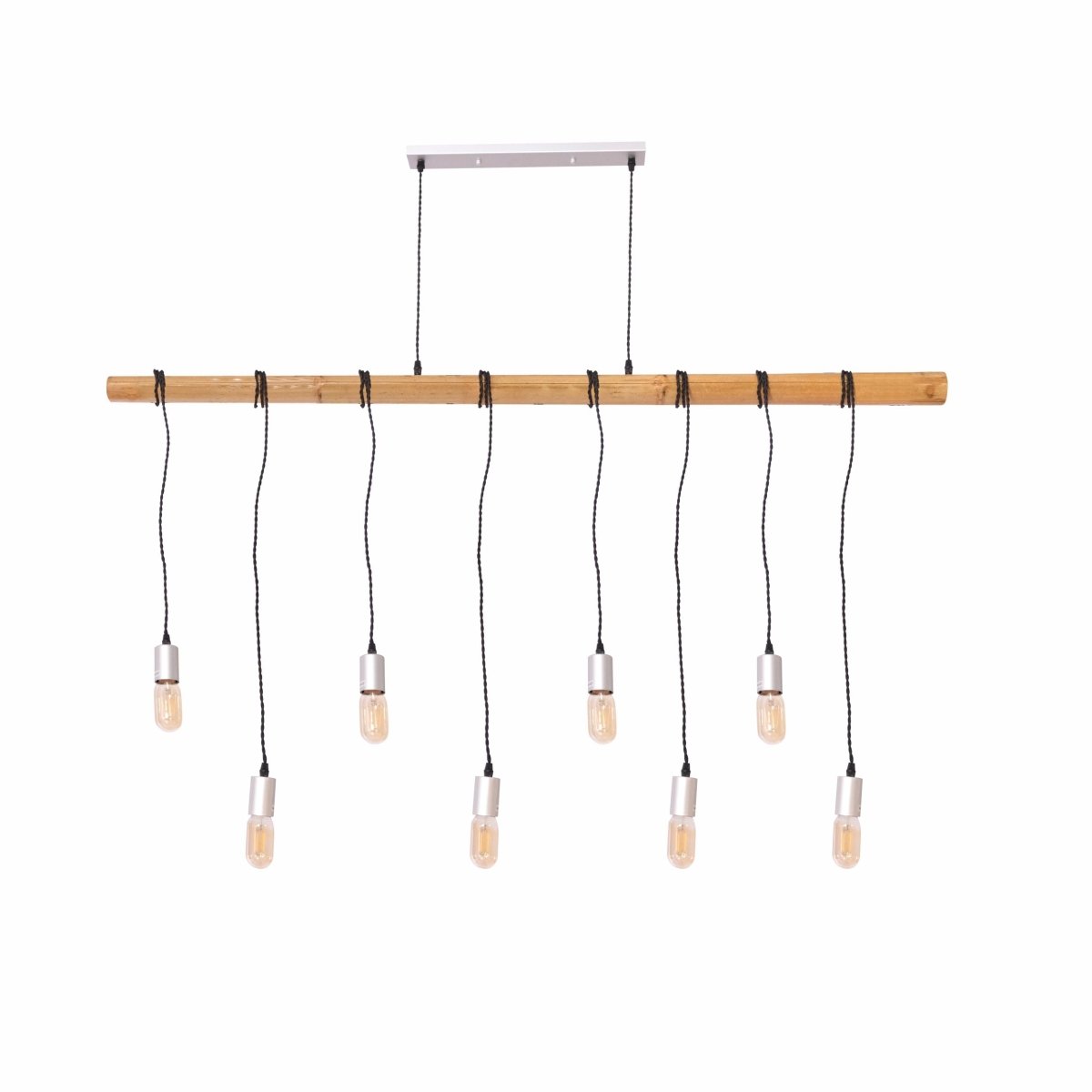 Main image of Wood Rod Multi Pendant Island Chandelier with 8xE27 Fittings | TEKLED 159-17504