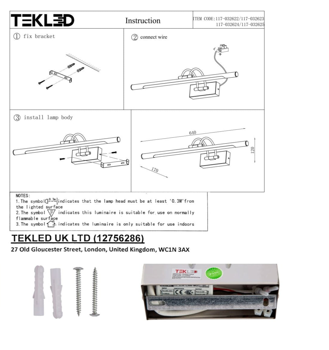 User manual for LED Mirror and Painting Light 8W Warm White 3000K Chrome 64cm