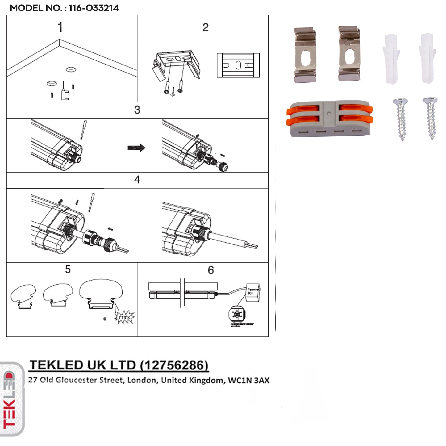 User manual for LED Tri-proof Slim Batten Linear Fitting 36W 6500K Cool Daylight IP65 120cm 4ft