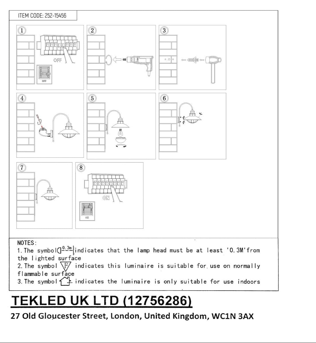 User manual for Sunflower Wall Lamp Matt Black Clear Glass E27