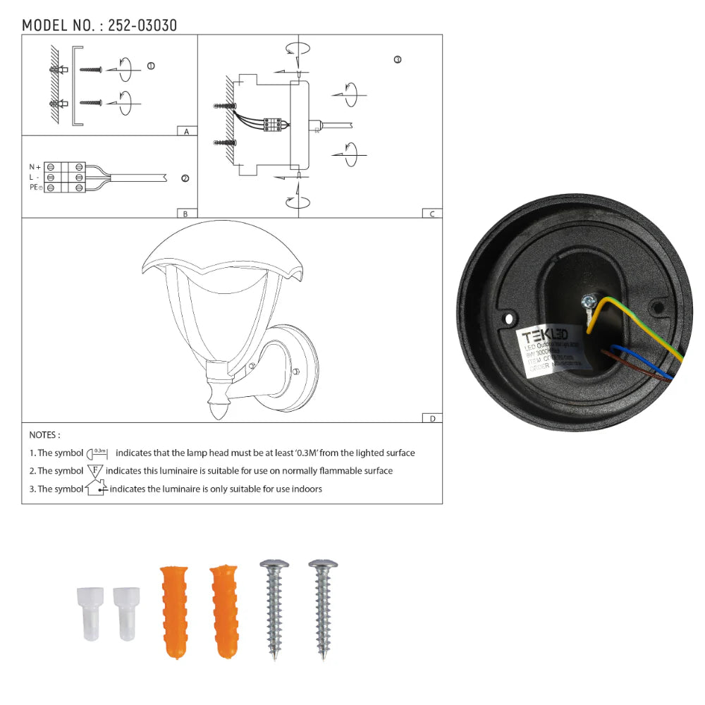 Megan LED Outdoor Lantern Wall Light 6W 3000K Black 15