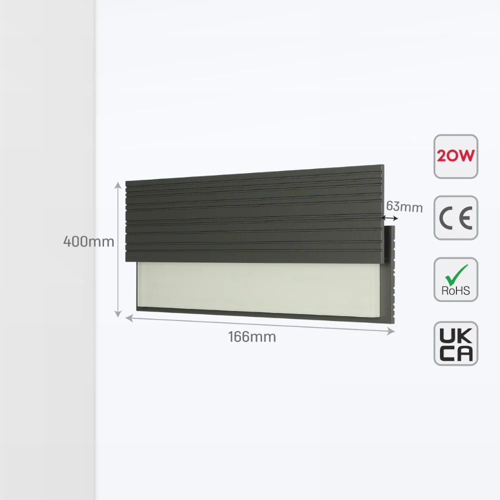 Monolith LED Outdoor Wall Light 20W 3000K 4