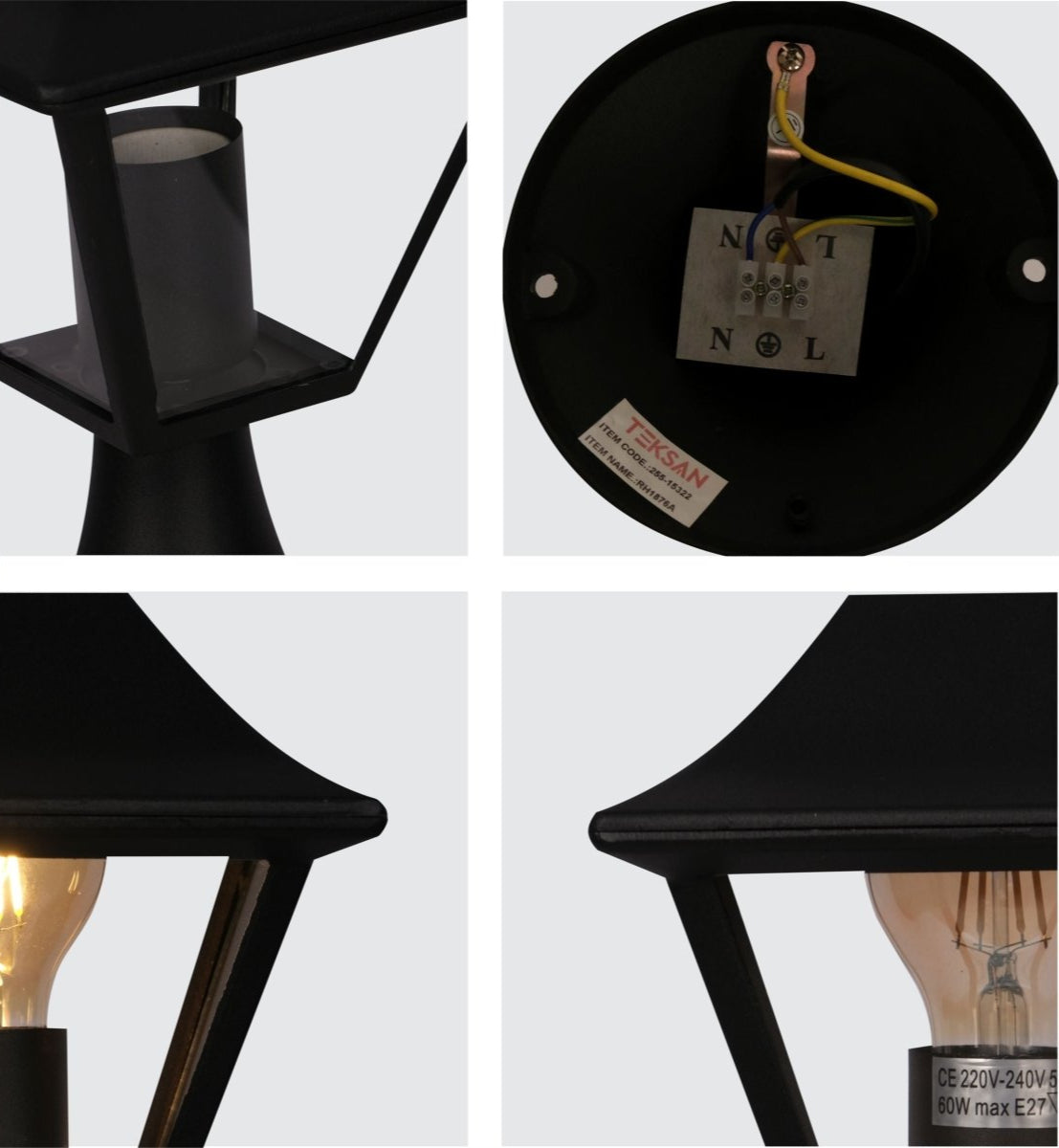 Detailed images of Stand Lamp Matt Black Clear Glass E27