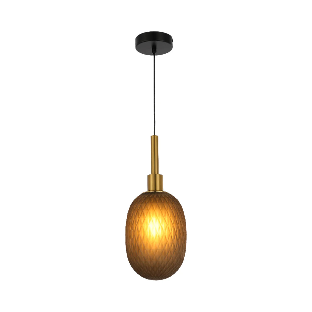 Main image of Opalescent Ellipsoid Pendant Light with Gold Detail 150-19018