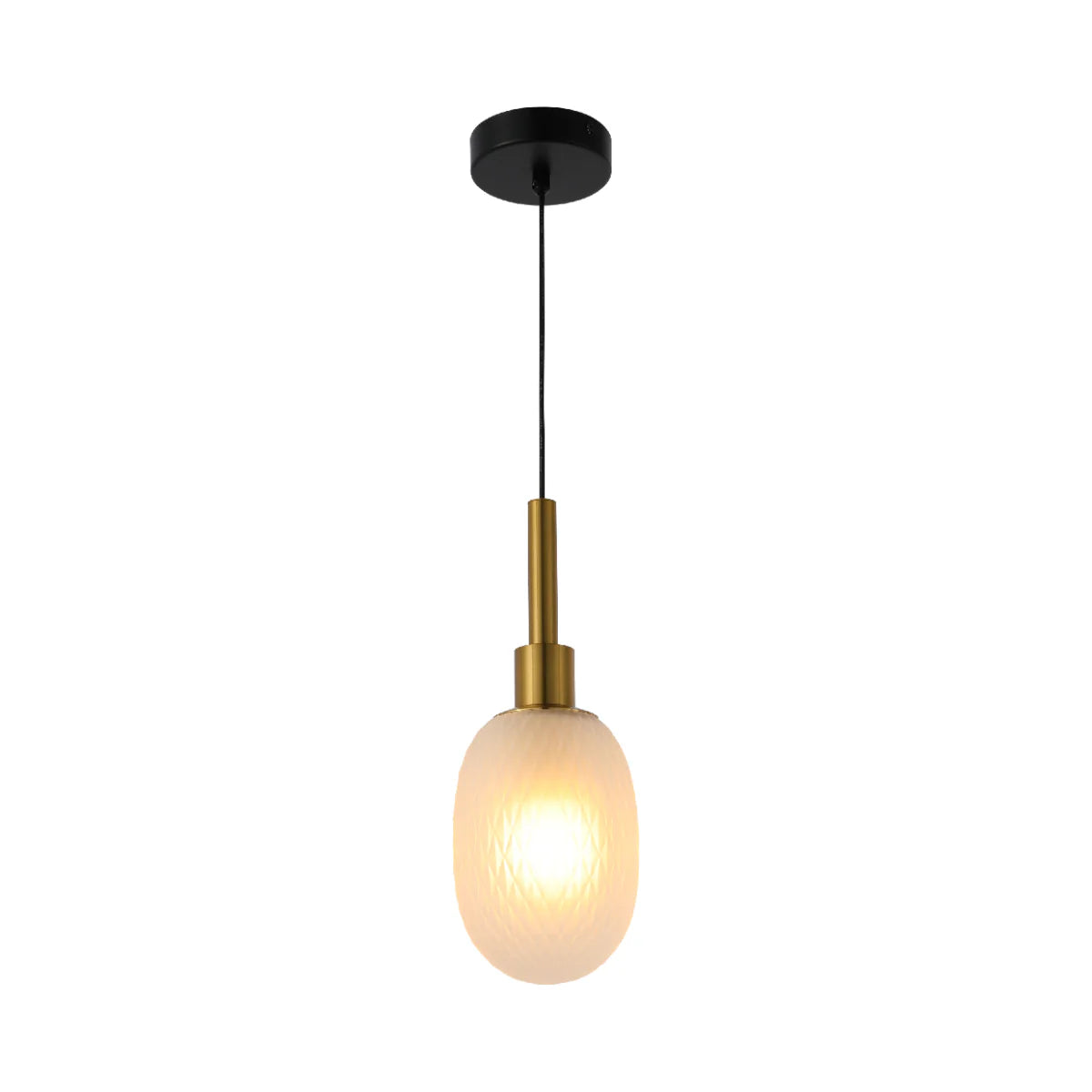 Main image of Opalescent Ellipsoid Pendant Light with Gold Detail 150-19020