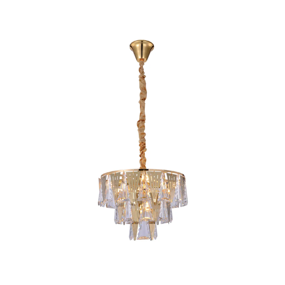 Main image of Opulent Gold Chandelier Ceiling Light with Triangular Crystal Elegance | TEKLED 159-17912