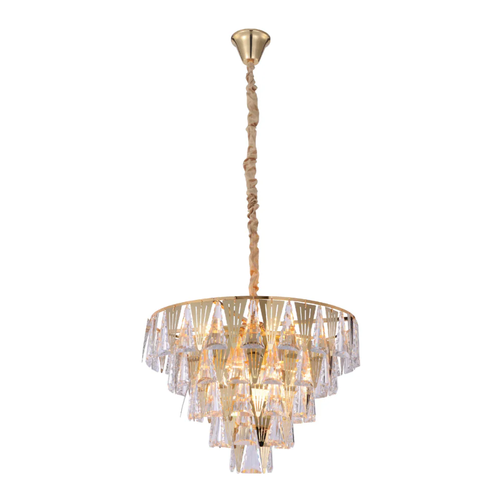 Main image of Opulent Gold Chandelier Ceiling Light with Triangular Crystal Elegance | TEKLED 159-17914