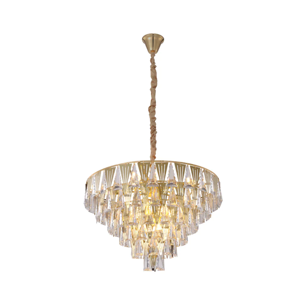 Main image of Opulent Gold Chandelier Ceiling Light with Triangular Crystal Elegance | TEKLED 159-17916