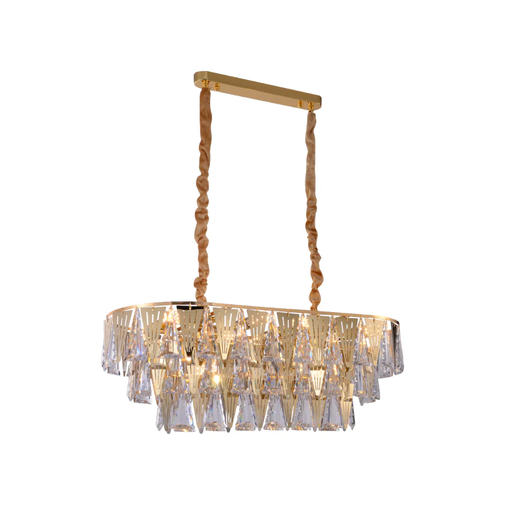 Main image of Opulent Gold Chandelier Ceiling Light with Triangular Crystal Elegance | TEKLED 159-17918