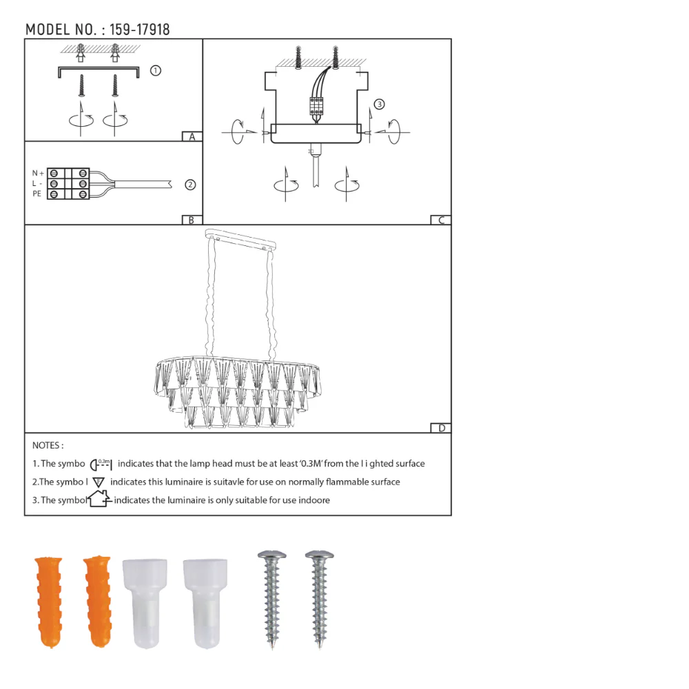 User manual for Opulent Gold Chandelier Ceiling Light with Triangular Crystal Elegance | TEKLED 159-17918