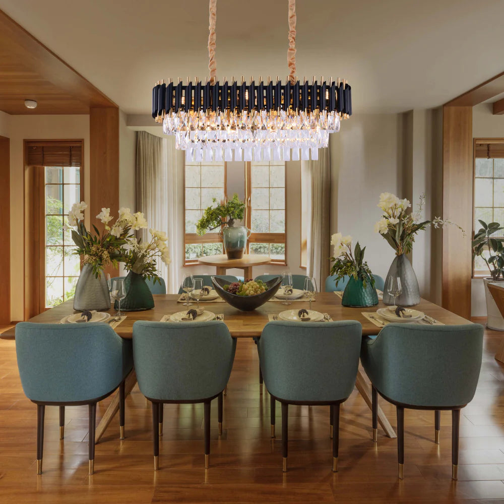 Living room kitchen bedroom use of Orbit Glow Design Tiered Crystal Modern Chandelier Ceiling Light | TEKLED 159-17888