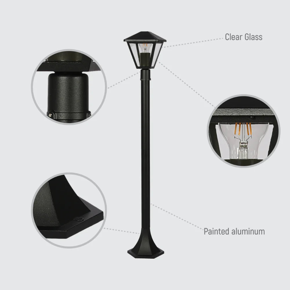 Paravento Outdoor Pathway Bollard Lawn Light E27 Black 6