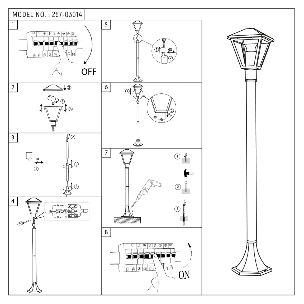 Paravento Outdoor Pathway Bollard Lawn Light E27 Black 8