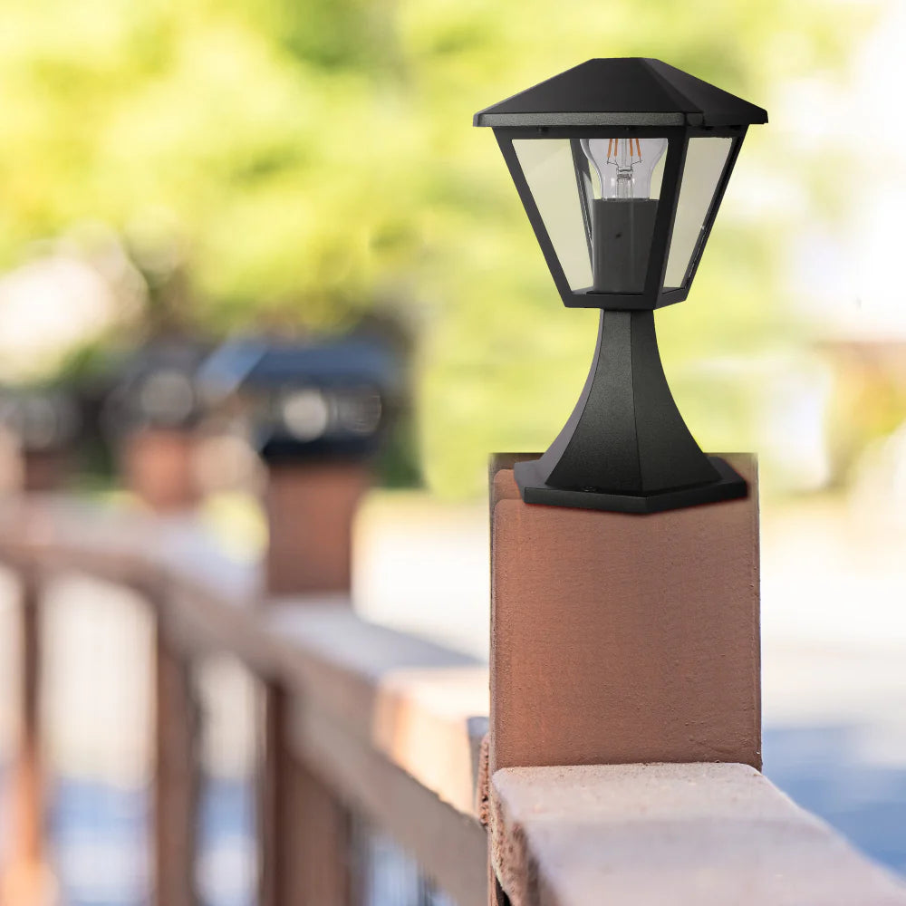 Paravento Outdoor Pedestal Pillar Lantern Light E27 Black 4