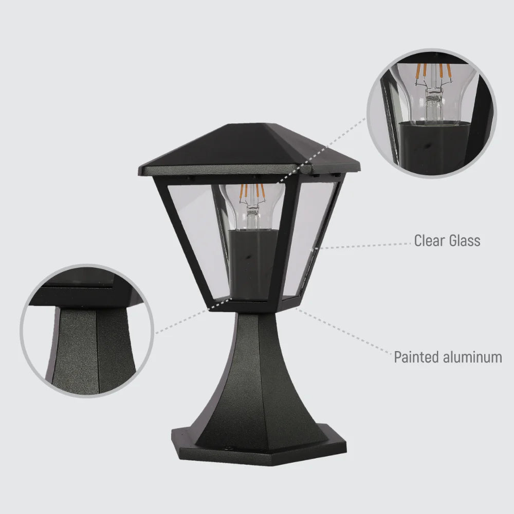 Paravento Outdoor Pedestal Pillar Lantern Light E27 Black 6