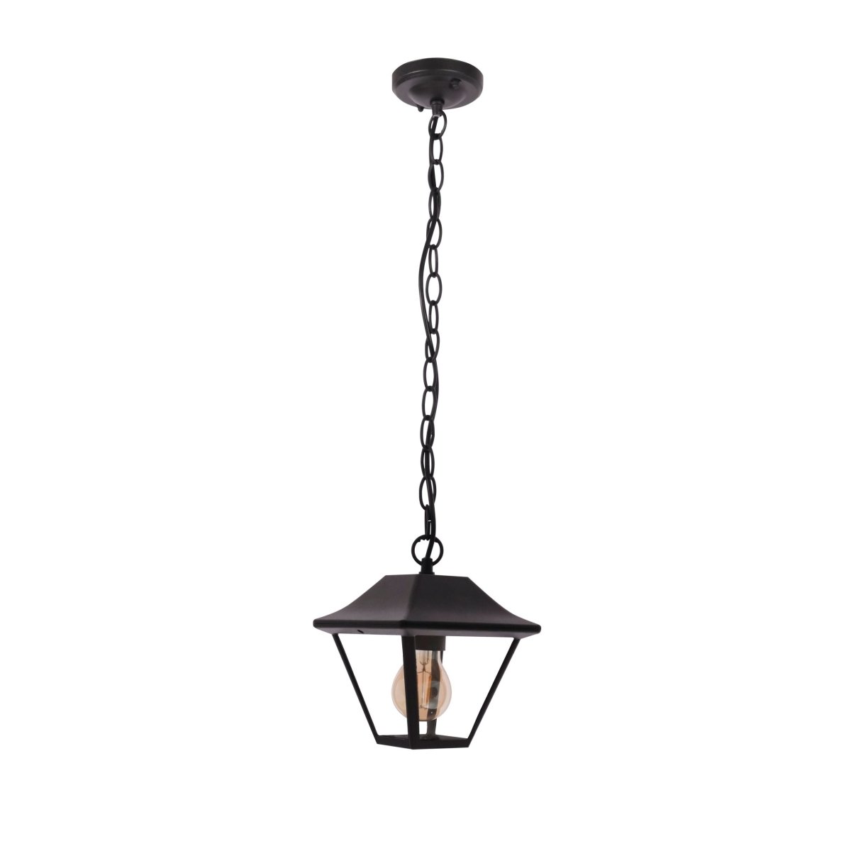 Main image of Pendant Ceiling Lamp Matt Black Clear Glass E27