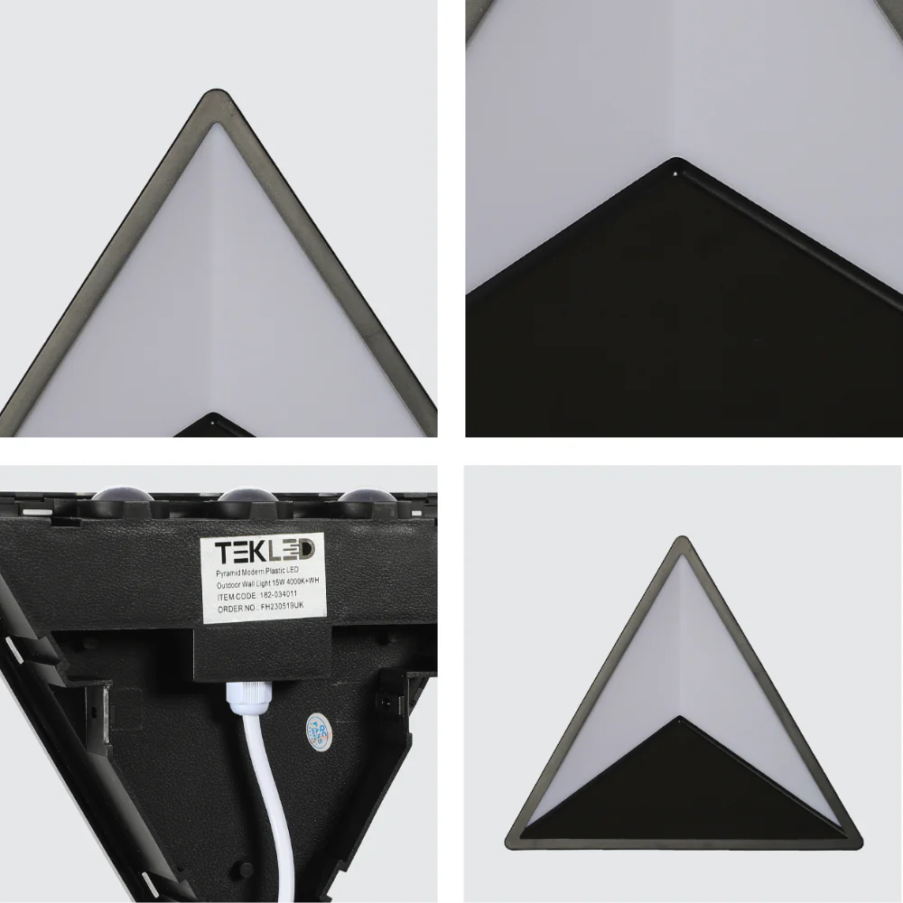 Pyramid Modern Plastic LED Outdoor Wall Light 15W Cool White 7