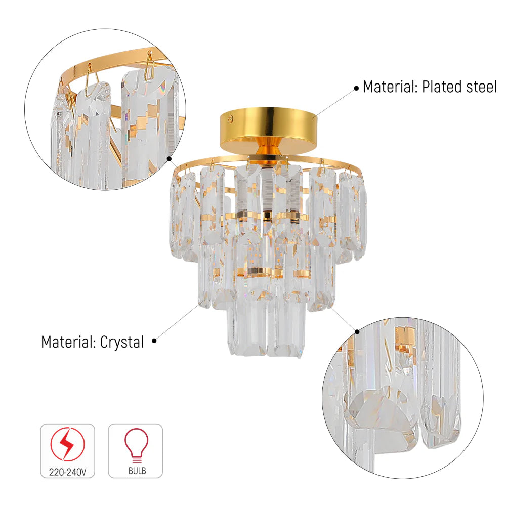 Semi-Flush Crystal Ceiling Chandelier Light 7