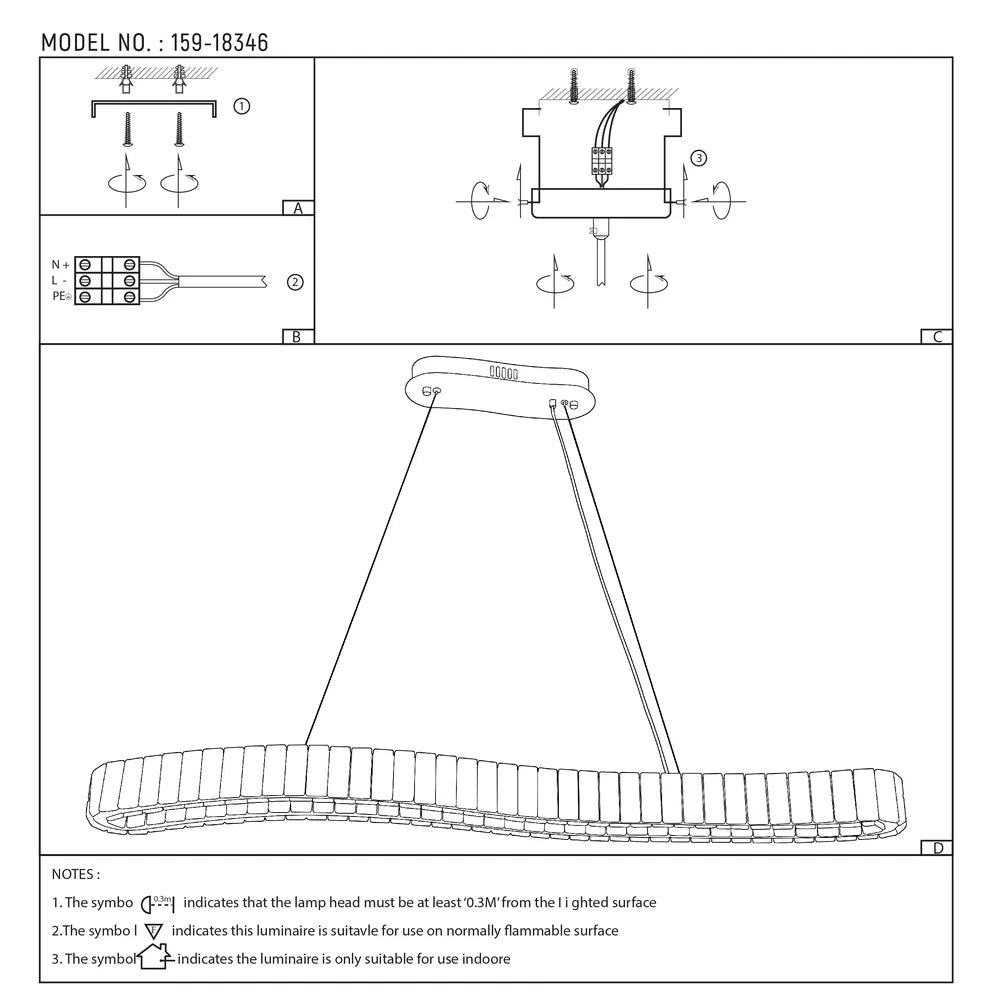 User manual for Serpentine Crystal Helix LED Pendant Chandelier 80W-159-18348