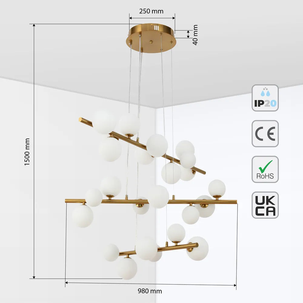 Size and technical specs of the Skyline Cascade Chandelier-159-18270