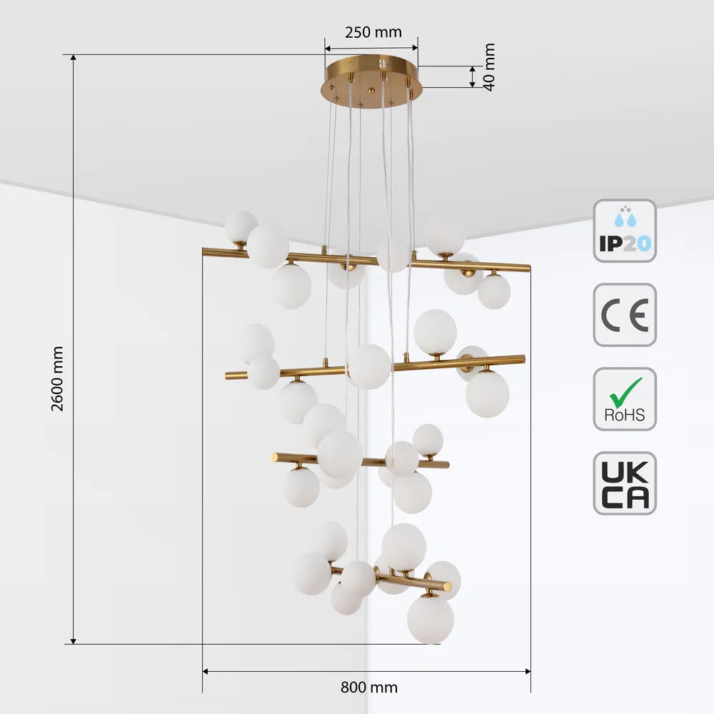 Size and technical specs of the Skyline Cascade Chandelier-159-18272