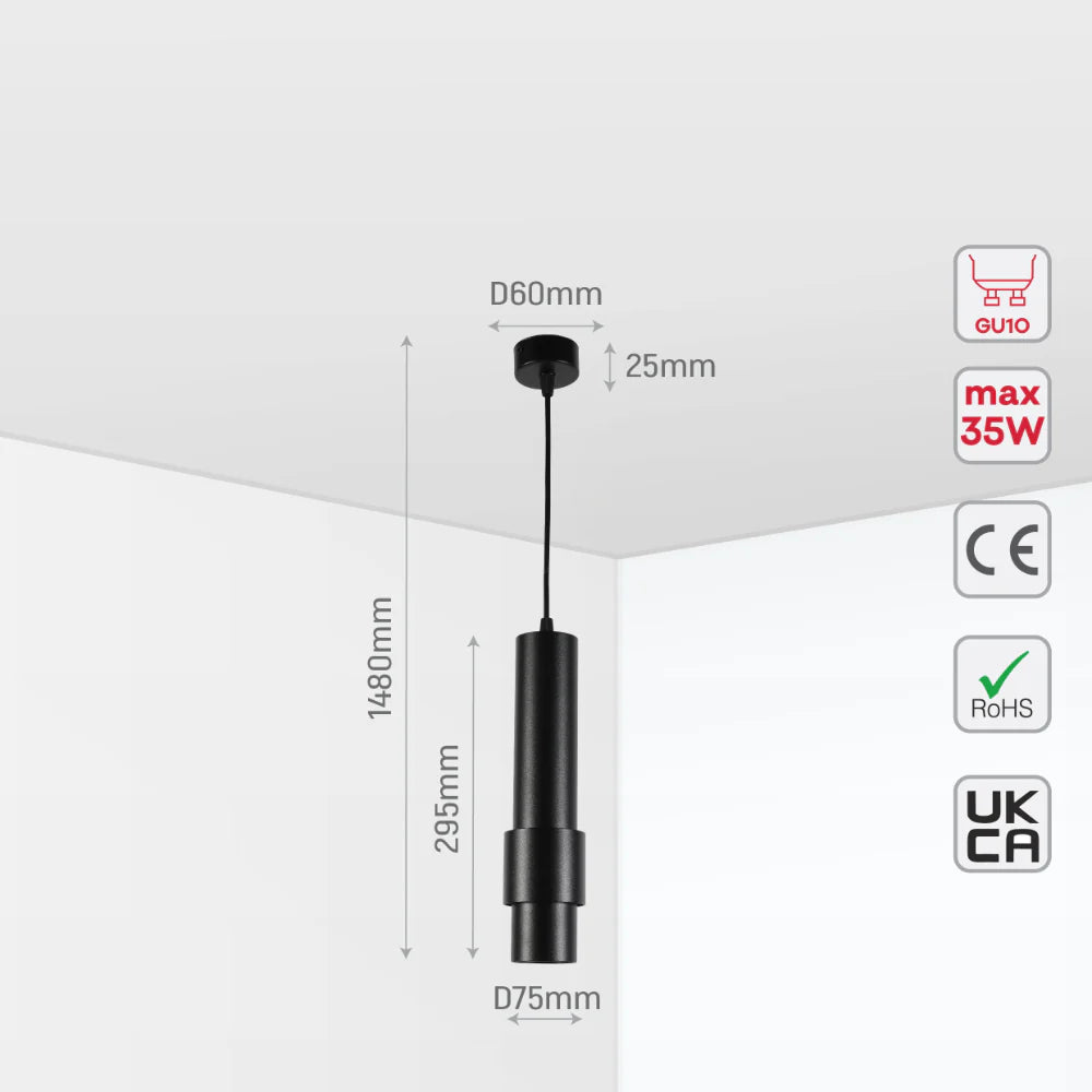 Sleek Cylinder Pendant Downlight GU10, Pendant Downlight, TEKLED 9