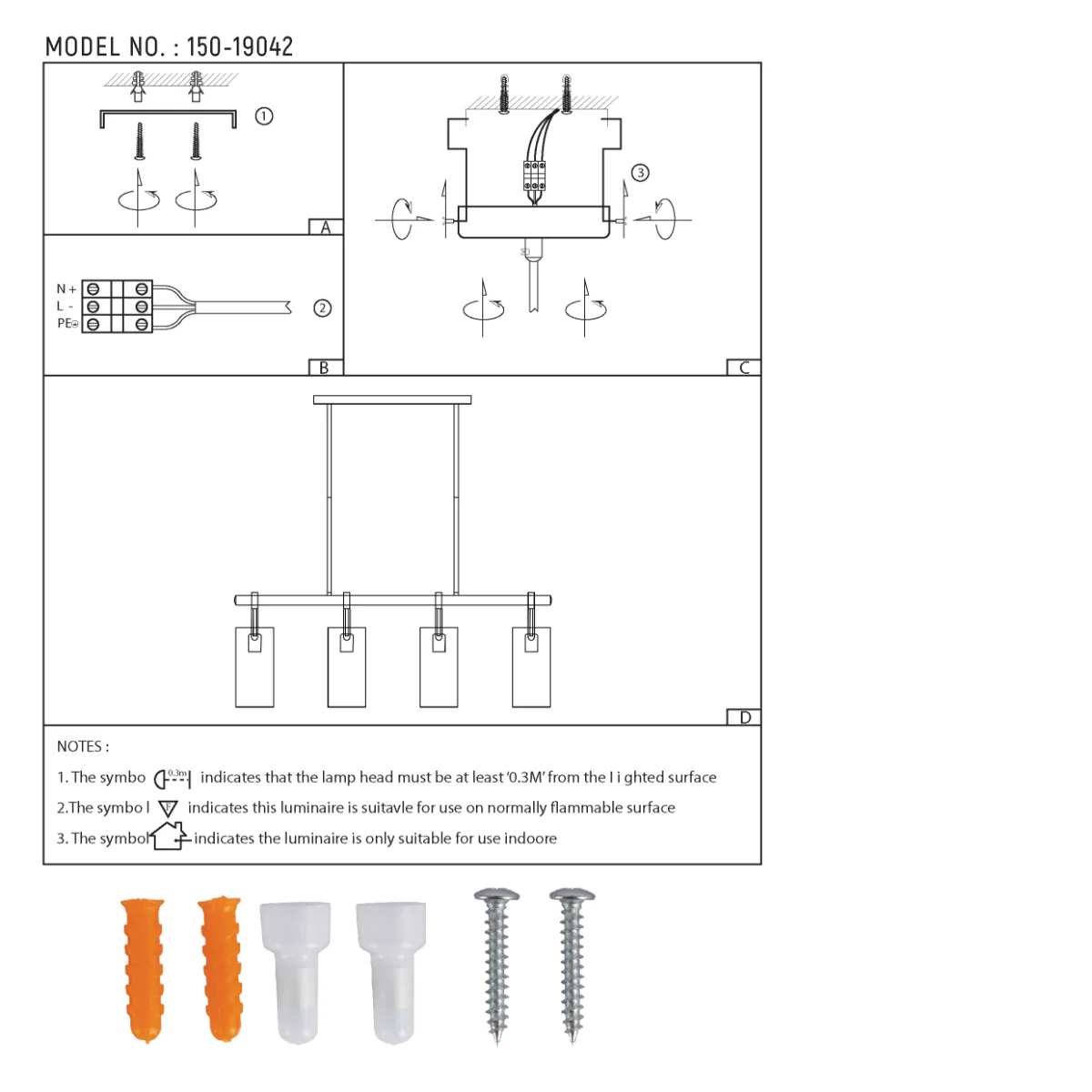 Technical specs of Smoky Glass Chandelier - Linear & Round Variants, Adjustable Drop 150-19042