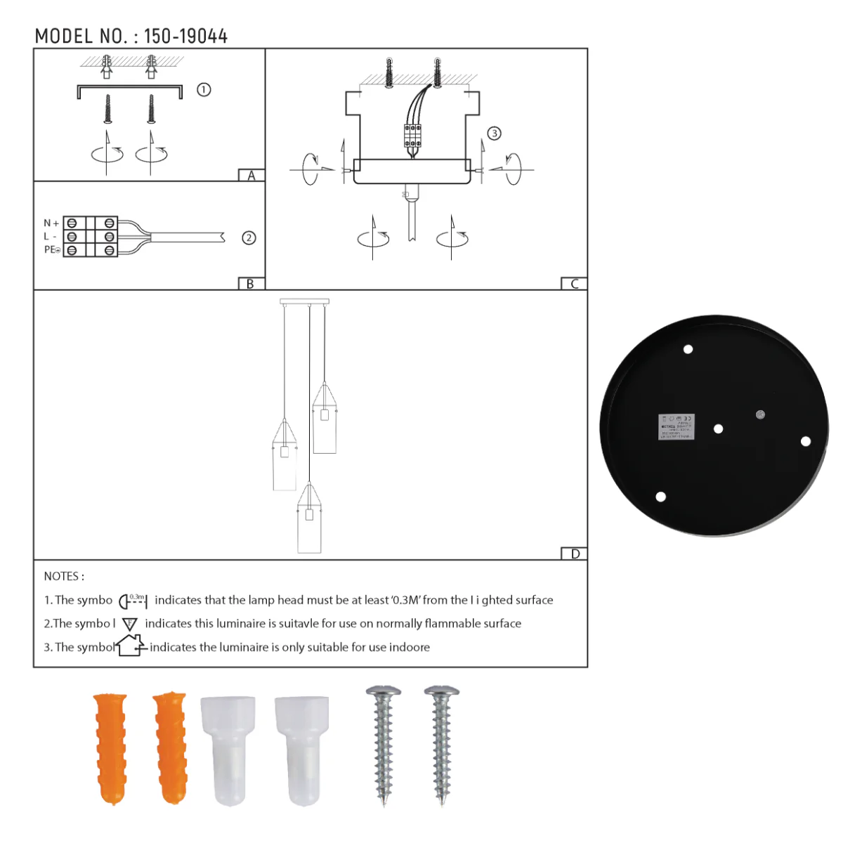 Technical specs of Smoky Glass Chandelier - Linear & Round Variants, Adjustable Drop 150-19044