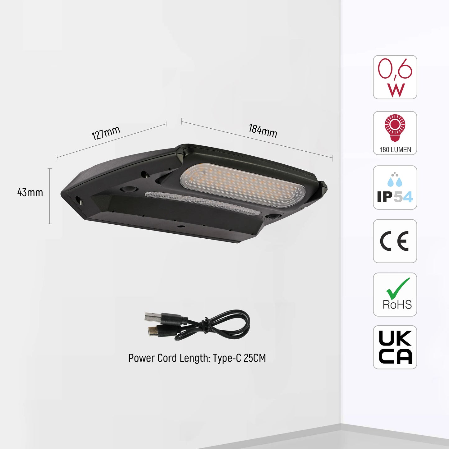 Solar-Powered Tiltable LED Wall Light, Motion Sensor, 3000K Warm White, Rechargeable, Outdoor Use, Solar Security Light With Sensor, TEKLED