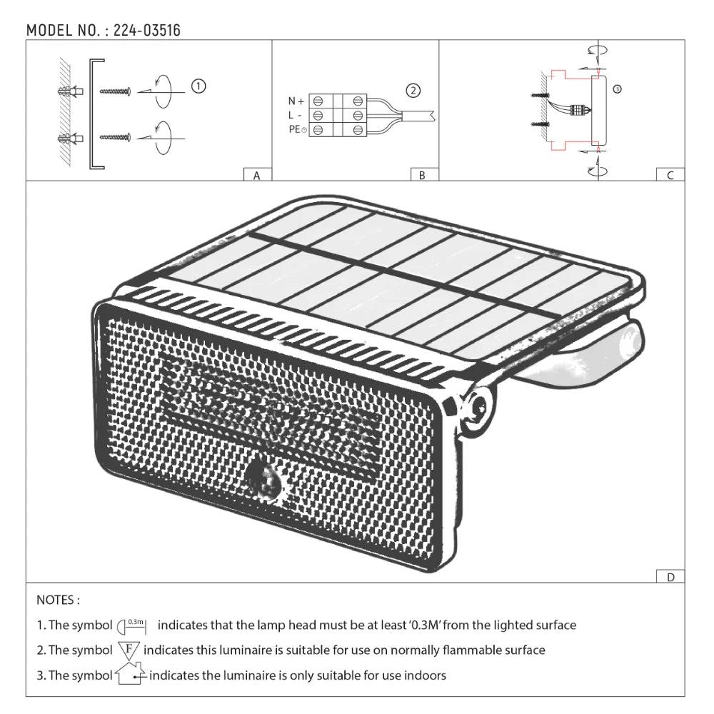 Solar-Powered LED Security Wall Light with PIR Sensor, Solar Security Light With Sensor, TEKLED 15