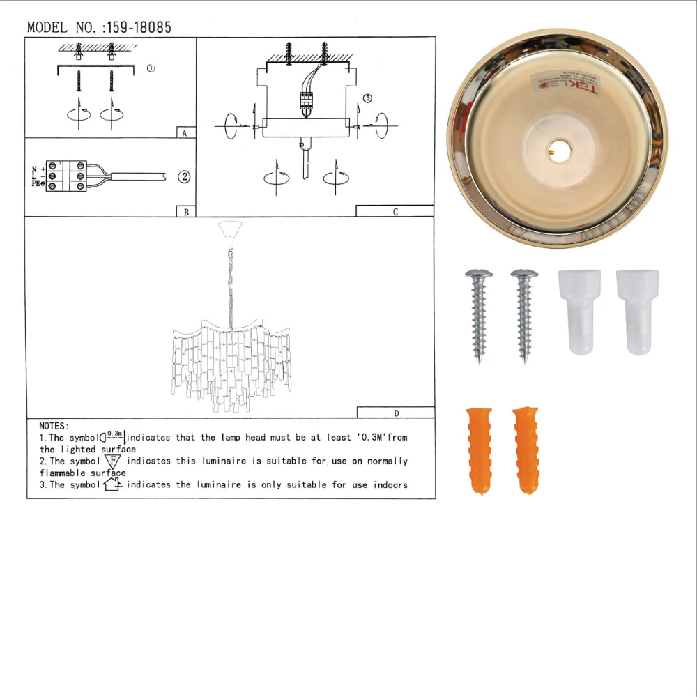 User manual for star crystal chandelier ceiling light