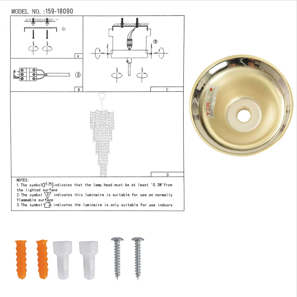 User manual Star Crystal Staircase Chandelier Ceiling Light Gold