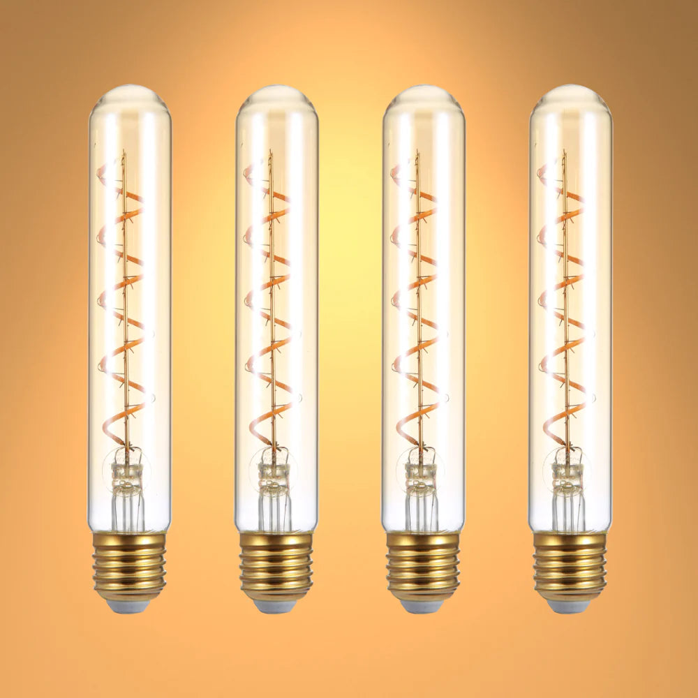 LED Filament T45 T30 Tubular Bulb E27 Edison Screw 4W Pack of 4 Warm White 19