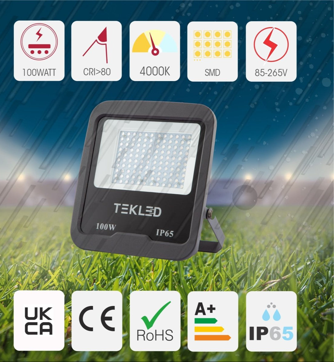 Technical specs for LED Floodlight SMD 3030 Uk 100W Cool White 4000K IP65