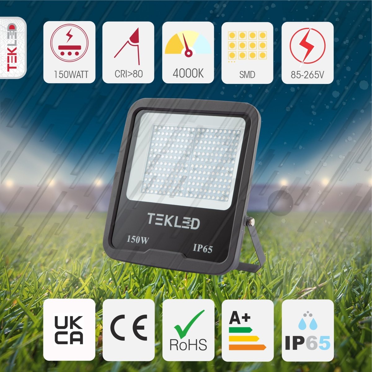 Technical specs for LED Floodlight SMD 3030 Uk 150W Cool White 4000K IP65