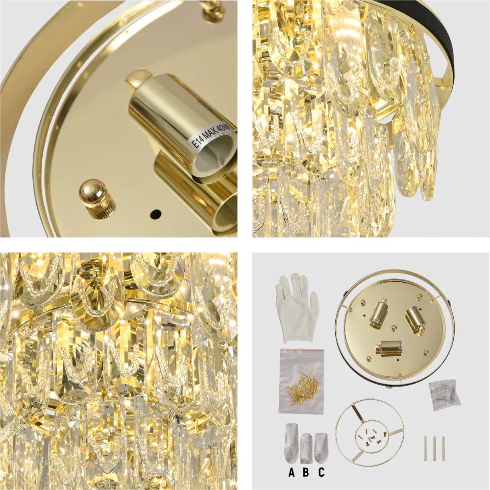 Details of Tiered Flush Chandelier Ceiling Light | TEKLED 159-18068