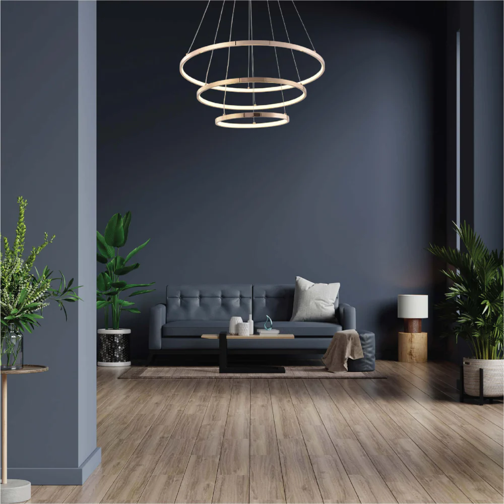 Interior use of Tri-Ring Customizable LED Chandelier | Modern Elegance Ceiling Light | Versatile Design Options | TEKLED 159-17942