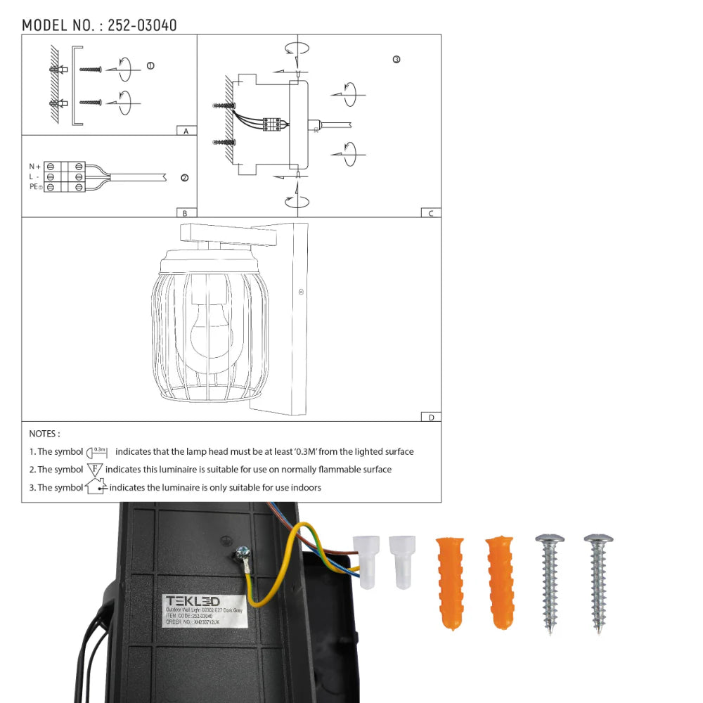 Tuela Outdoor Wall Light E27 Dark Grey 15