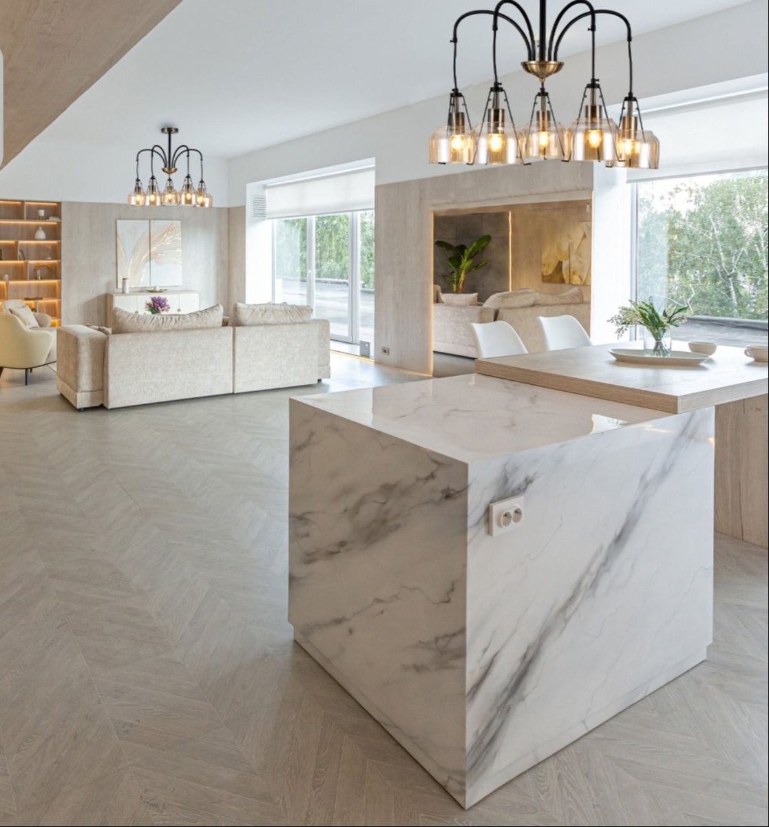 Amber Glass Black And Antique Brass Suspended Ceiling Light 5Xe27 in indoor setting kitchen living room