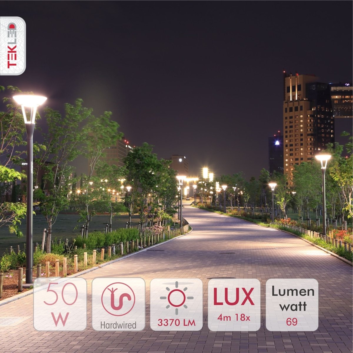 Led Tripod Lamp Post Top Light 50W 4000K Cool White Ip65 Dark Grey in outdoor setting light specs