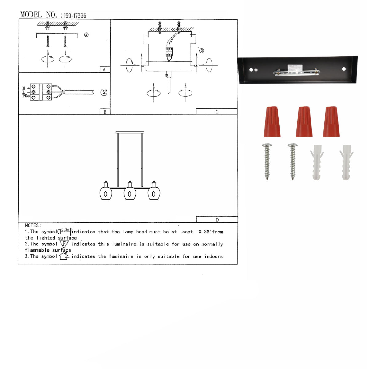 User manual for Amber Cone Glass Black Gold Metal Body Island Chandelier Ceiling Light with 6xE27 Fitting | TEKLED 159-17396