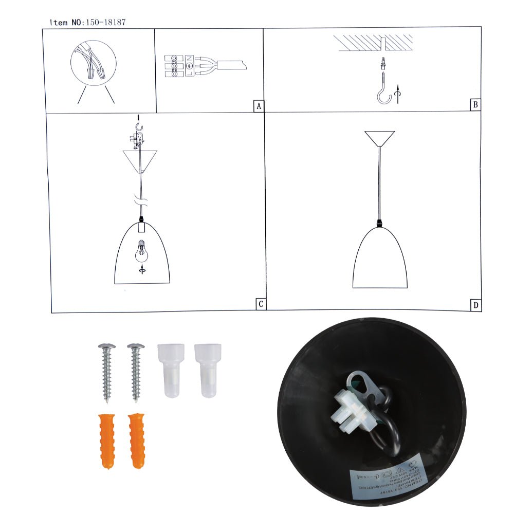 User manual for Antique Copper Dome Metal Pendant Ceiling Light with E27 Fitting D220 | TEKLED 150-18187