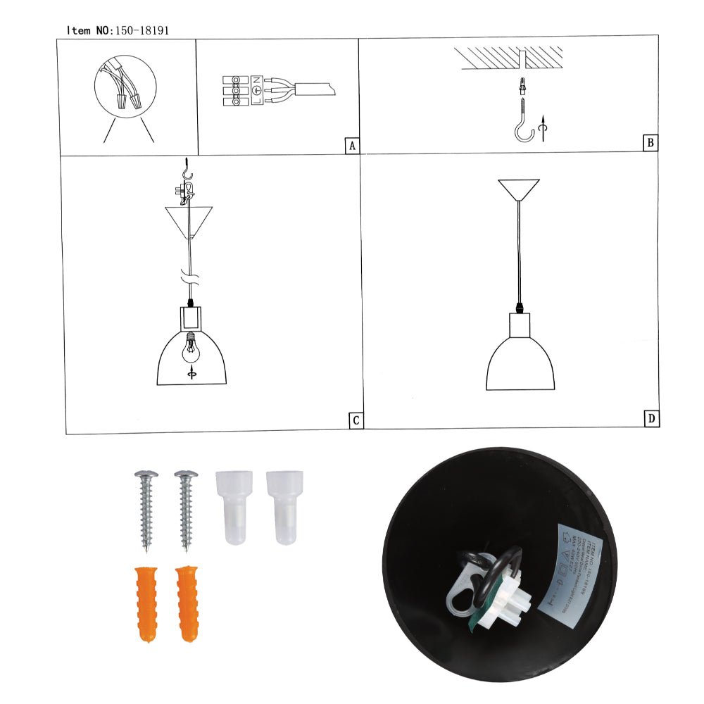 User manual for Antique Grey Brass Dome Metal Pendant Ceiling Light with E27 Fitting D220 | TEKLED 150-18191