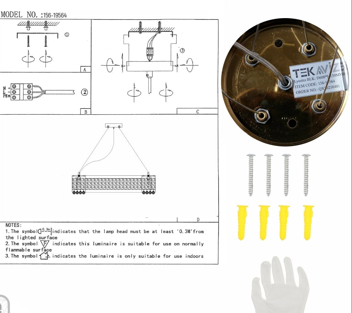 User manual for Ball Crystal Gold Metal Chandelier D600 with 8XE14 Fitting | TEKLED 156-19564