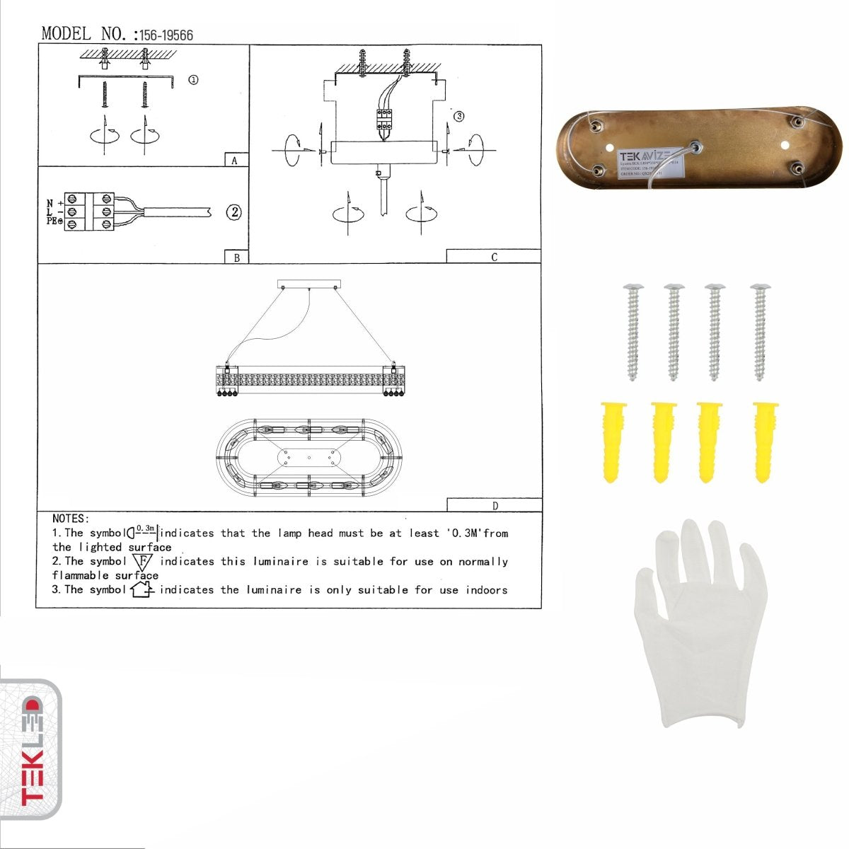 User manual for Ball Crystal Gold Metal Island Chandelier L850 with 10XE14 Fitting | TEKLED 156-19566