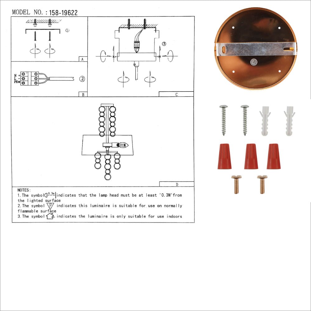 User manual for Black Copper Fabric Drum Shade Gold Ring Chandelier Ceiling Light with 4xE14 Fittings  | TEKLED 158-19622